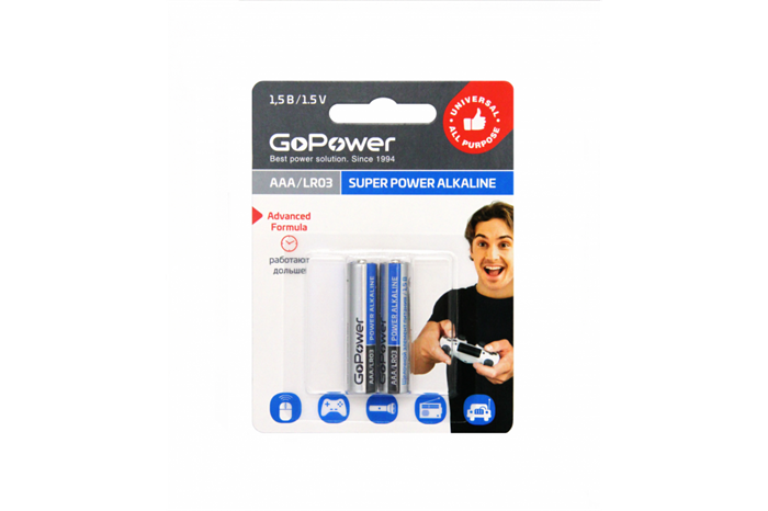 Батарейка GOPOWER "Super Power Alkaline" ААA/LR03 щелочная 4 шт. 111578 - фото 5779