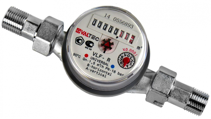 Счетчик воды VALTEC универсальный квартирный до 90'C 1/2" 111846 - фото 6321