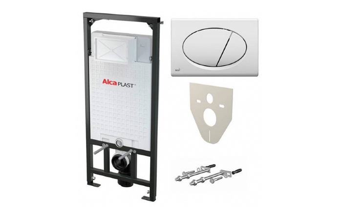 Alca Plast AM101/1120+M71 Система инсталляции 3 в 1 с хром кнопкой 112527