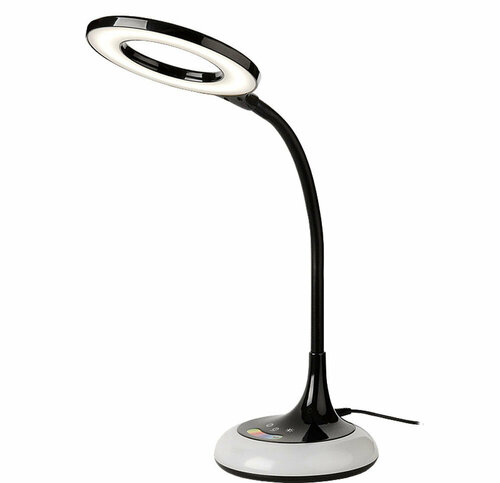 Светильник светод. настольный черный+сенсор. вкл, 3 упр. яркости RGB 8вт GENERAL(паставка круг.) 113671