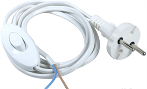 Шнур с выкл. (бра) ШВВП 2х0,5 мм2 белый /Электро* 113609